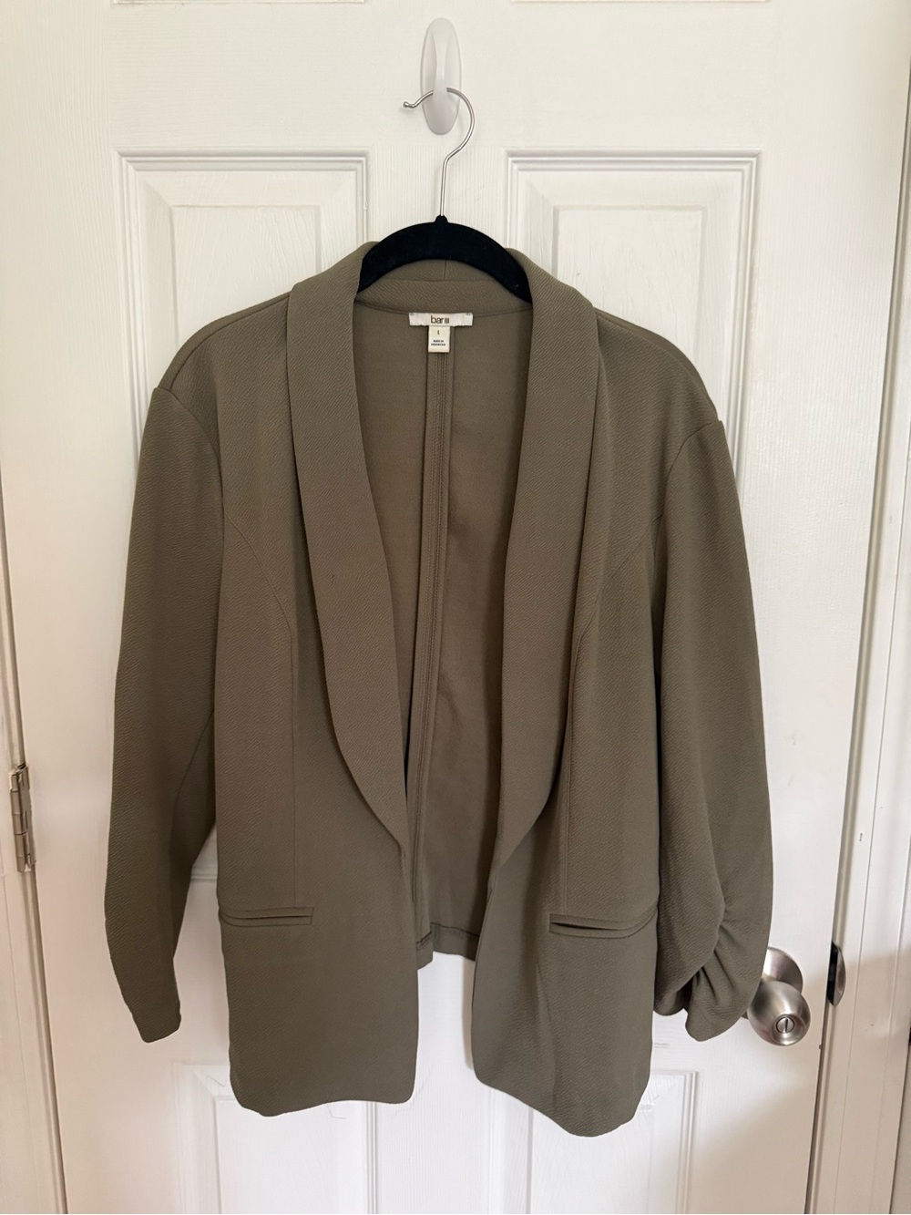 Bar III Olive Open-Front Shawl Collar Blazer